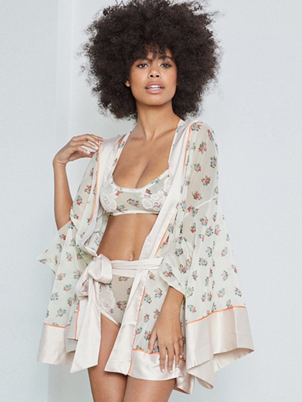 "Make It A Double" We Are HAH kimono robe with Matching Bottom & Bralette set